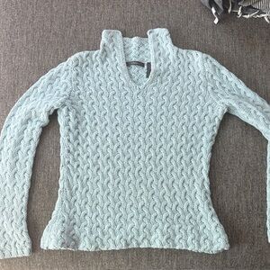 Liz Claiborne Light Blue Cable Knit Turtleneck Sweater